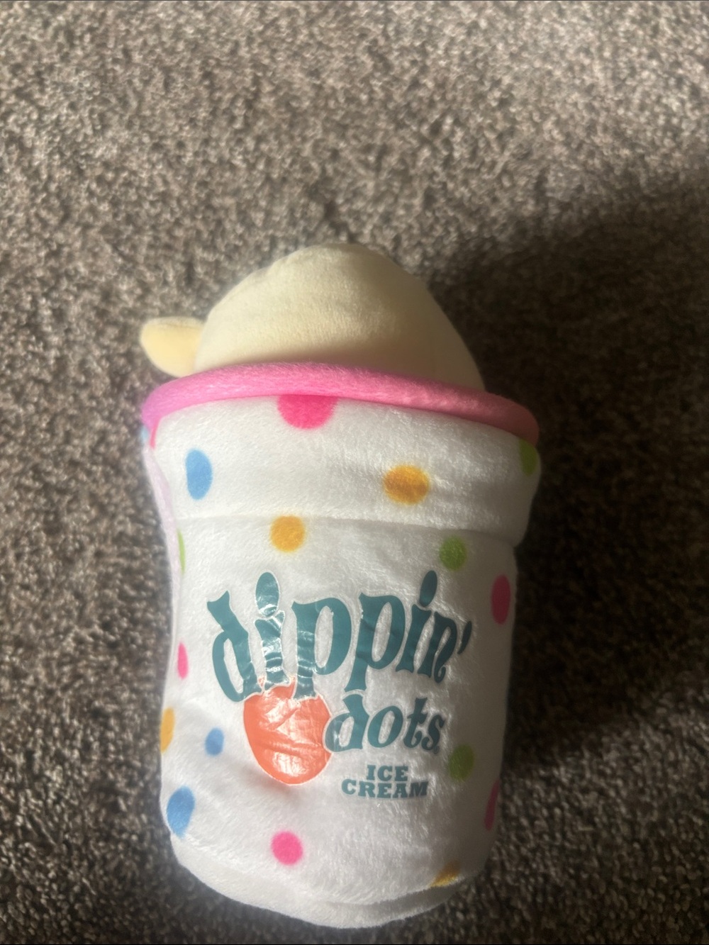 Plush Ice Cream Toy - White with Pink Trim